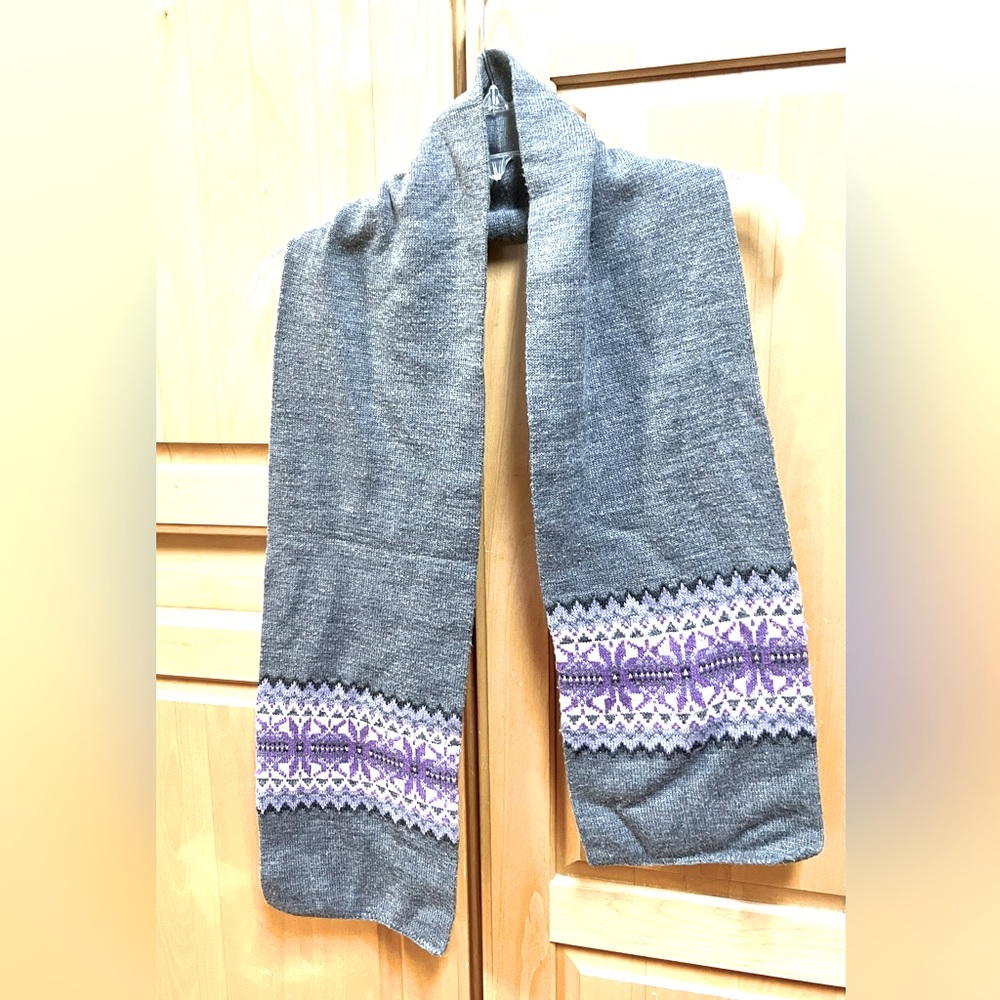 Winter Scarf, Grey / Pink / Purple. PROCEEDS TO FAMILY HEART FOUNDATION!